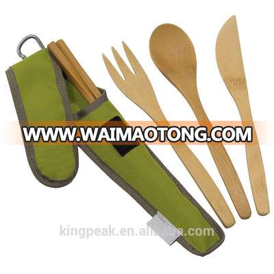 2017 Best Selling Reusable Bamboo Travel Cutlery set/Utensil Set with Carrying Case/Bamboo Kids Utensil Flatware Set with bag