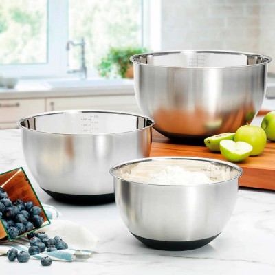 2020 Hot Sale Stainless Steel Non-Slip Mixing Bowls/Stainless steel Salad bowls with lids/Serving Soup Bowls