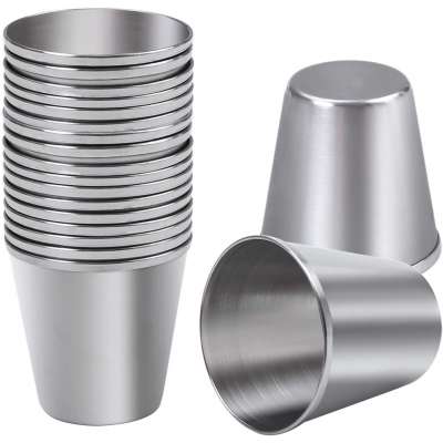 2020 hot 24 Pieces Stainless Steel Shot Glass/ Shatter Proof Shot Cups Stainless Steel Drinking Tumble Cups/Condiment Sauce Cups