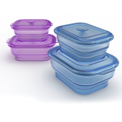 2020 New Design Oven and Microwave Collapsible Silicone Containers with silicone Lids/ Travel Camping Snacks Bento lunch box