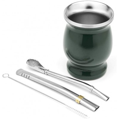 2020 Best Double Wall Stainless Steel Yerba Mate Gourd Set/Modern Mate Cup 2 Bombillas and Cleaning Brush/yerba mate taza