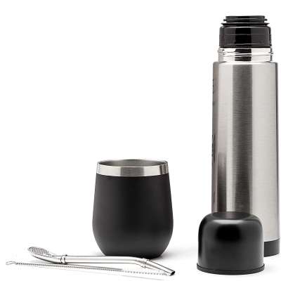 2020 New Design Complete Yerba Mate Set/Modern Mate Gourd with BPA Free Lid, Thermos, Bombilla and Cleaning Brush Included