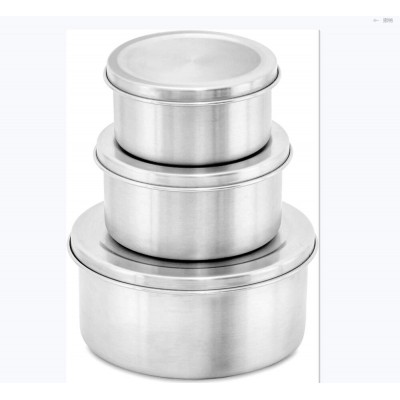 2020 Hot Sale 18/8 Stainless Steel Food Storage Containers with S.S. Lids/Set of 3 Metal Food Storage Containers and snack box