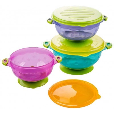 2020 Best Selling 3 Size Stay Put Suction Baby Feeding training Bowls/Suction Toddler Spill-Proof to Go Storage Feeding bowl set