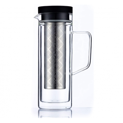 2020 New Design 850ml Cold Brew Coffee Maker & Ice Tea Pitcher/Double Wall Airtight Glass Pot and Carafe /coffee gift