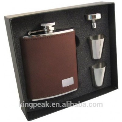 2019 Best Selling 6 oz Leather Stainless Steel Hip Flask Gift Set /stainless steel hip flask/painting stainless steel hip flask