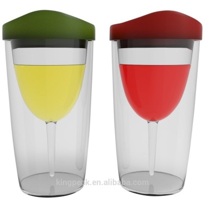 2019 Best Selling 10oz Plastic Wine Glasses with Lid/Good design Acrylic Drinking Juice Tumblers/acrylic wine glass tumbler