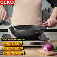 CCKO 24cm/28cm/30cm marble coating frypan nonstick maifan stone cooking pan, non-stick frying pan with lid, non stick fry pan